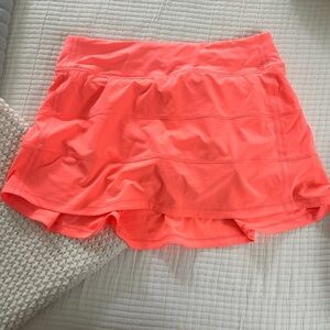 Lululemon Pace Rival Mid-Rise Tennis Skirt Long Neon Sunset Size 8 Skort
